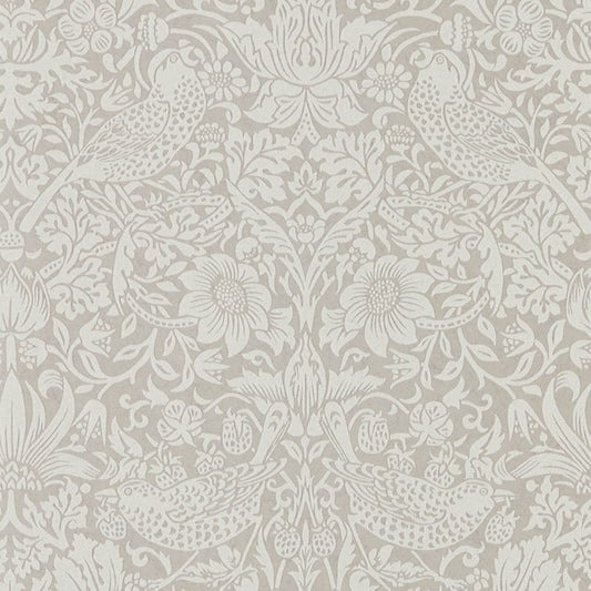 Pure Strawberry Thief Wallpaper - Silver/Stone - Morris & Co - 216017