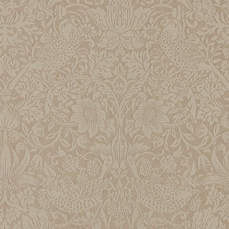 Pure Strawberry Thief Wallpaper - Taupe/Gilver - Morris & Co - 216019