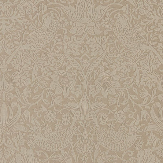 Pure Strawberry Thief Wallpaper - Taupe/Gilver - Morris & Co - 216019