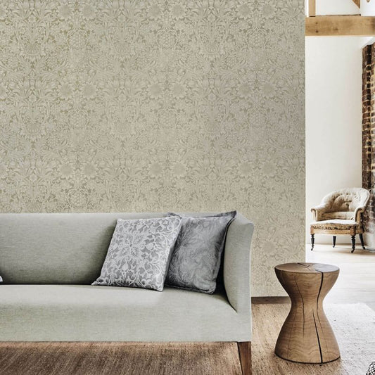 Pure Sunflower Wallpaper - Chalk/Silver - Morris & Co - 216049