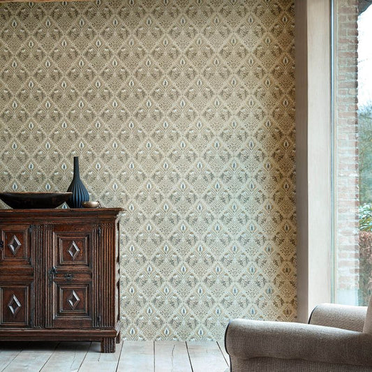 Pure Trellis Wallpaper - Black Ink - Morris & Co - 216527