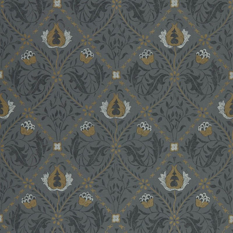 Pure Trellis Wallpaper - Black Ink - Morris & Co - 216527