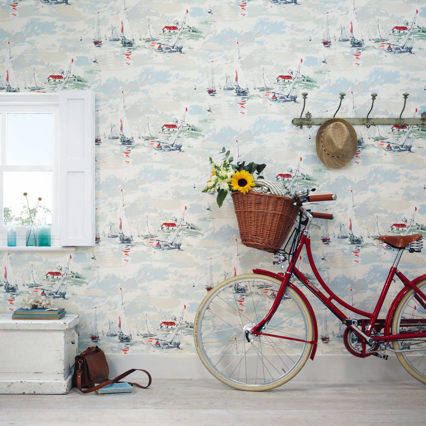 Sail Away Wallpaper - Sky Blue - Sanderson - DVIN214590 - Morris Wallpaper