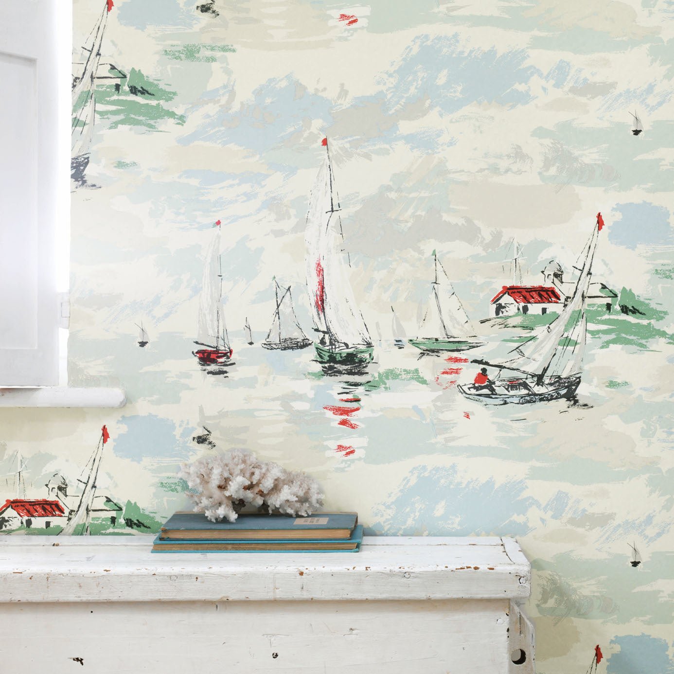 Sail Away Wallpaper - Sky Blue - Sanderson - DVIN214590 - Morris Wallpaper