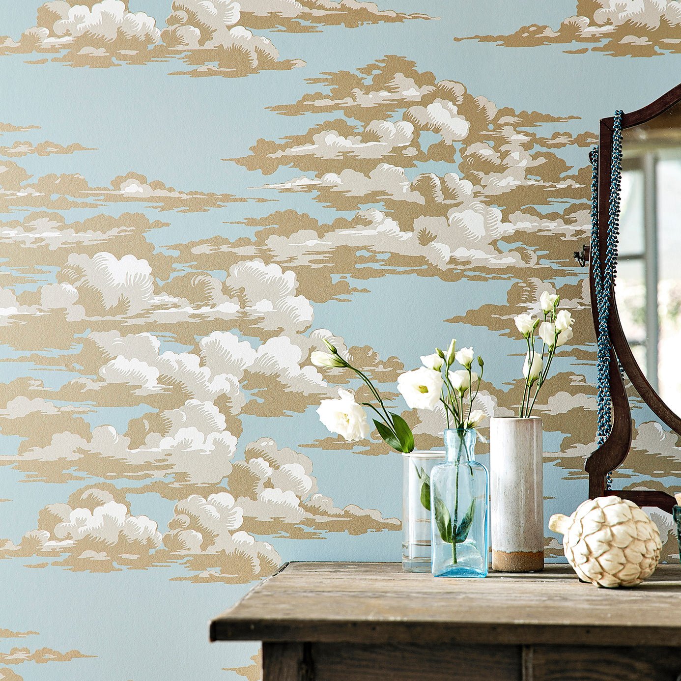 Silvi Clouds Wallpaper - Yacht Blue - Sanderson - DYSI216602 - Morris Wallpaper