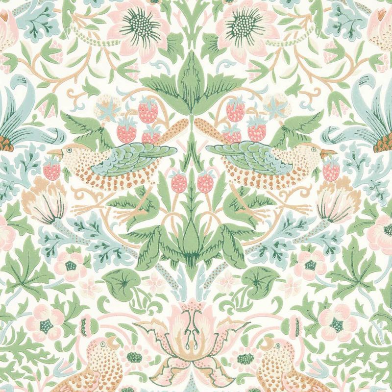 Simply Strawberry Thief Wallpaper - Cochineal Pink - Morris & Co - 217061
