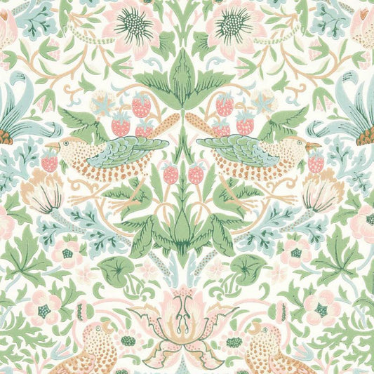 Simply Strawberry Thief Wallpaper - Cochineal Pink - Morris & Co - 217061