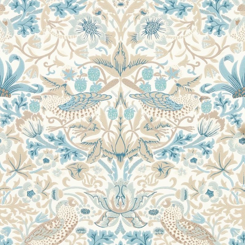 Simply Strawberry Thief Wallpaper - Slate/Vellum - Morris & Co - 217060