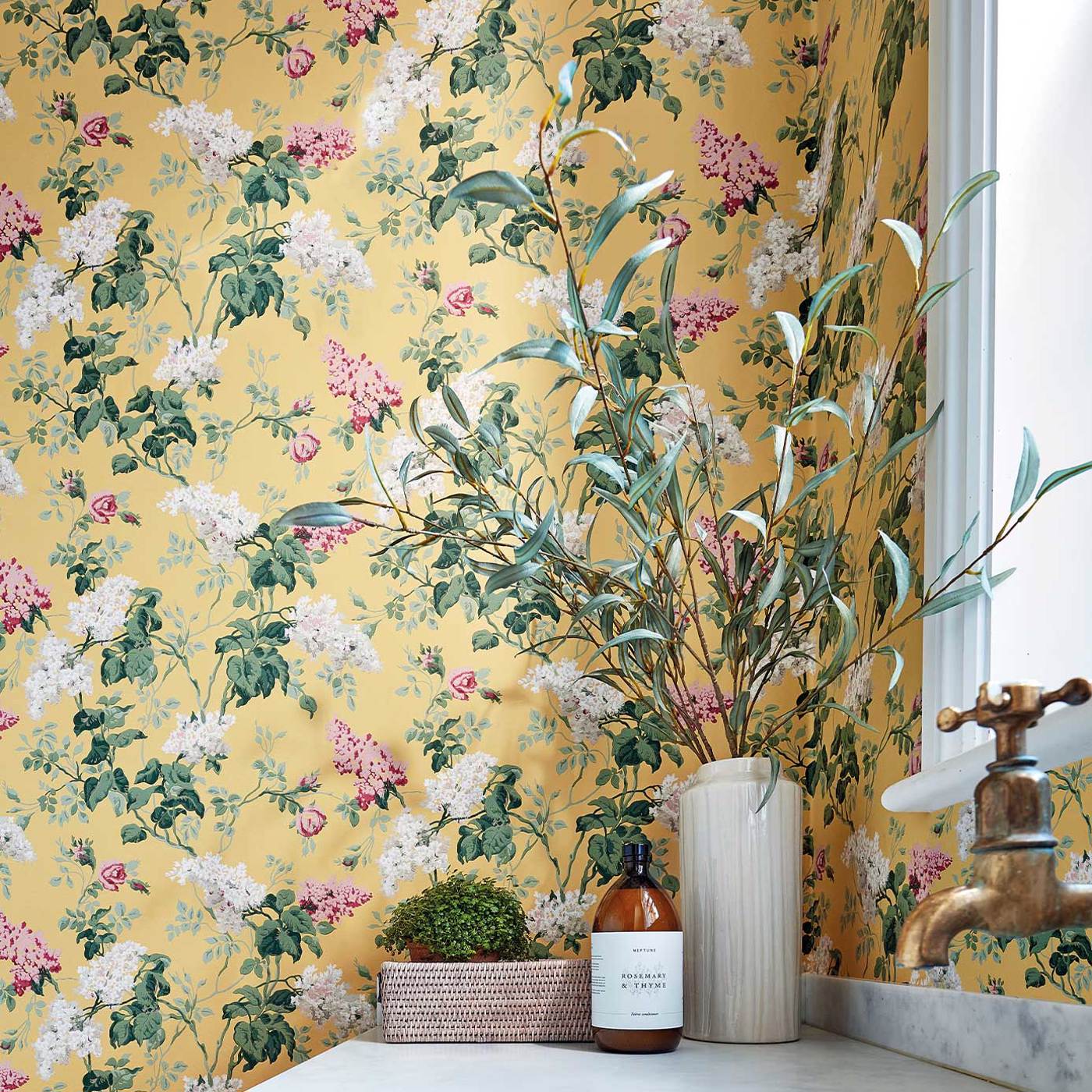 Sommerville Wallpaper - Blush/Grey Birch - Sanderson - DOSW217050 - Morris Wallpaper