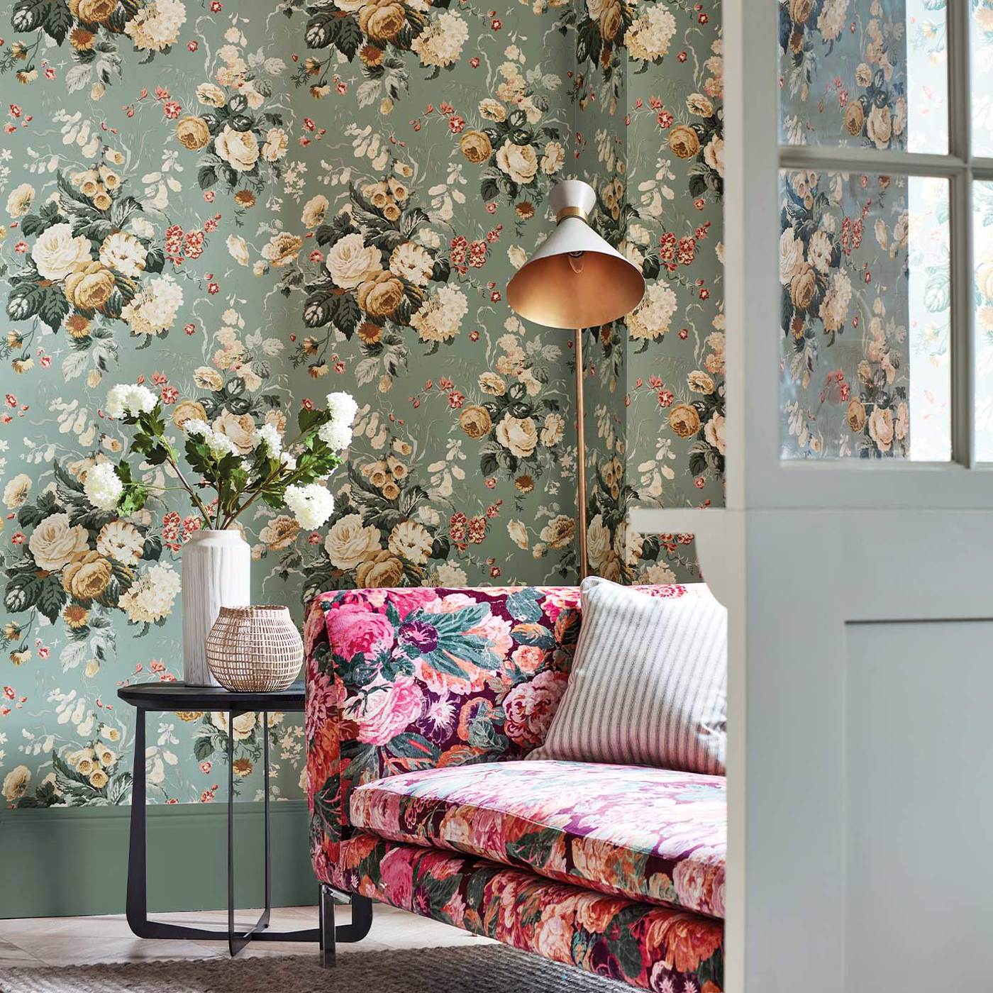 Stapleton Park Wallpaper - Sage/Honey - Sanderson - DOSW217047 - Morris Wallpaper