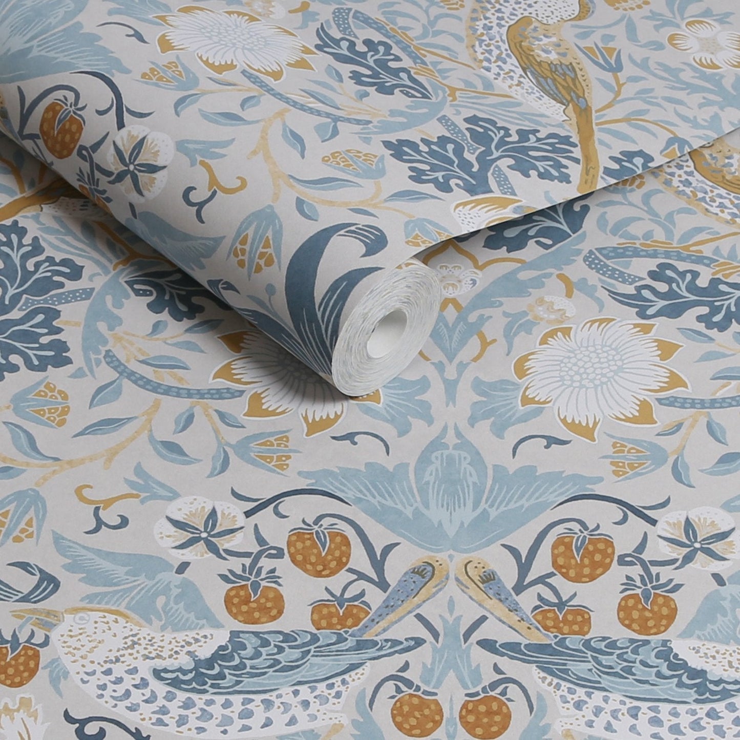 Strawberry Thief Wallpaper - Soft Blue - 124232 - William Morris AH - Premier Wallcovering