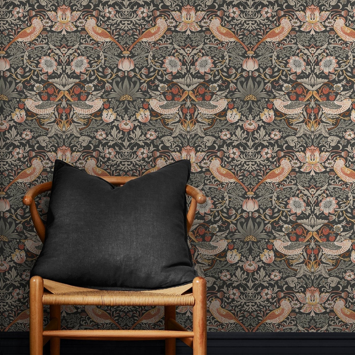 Strawberry Thief Wallpaper - Charcoal - 124230 - William Morris AH - Premier Wallcovering
