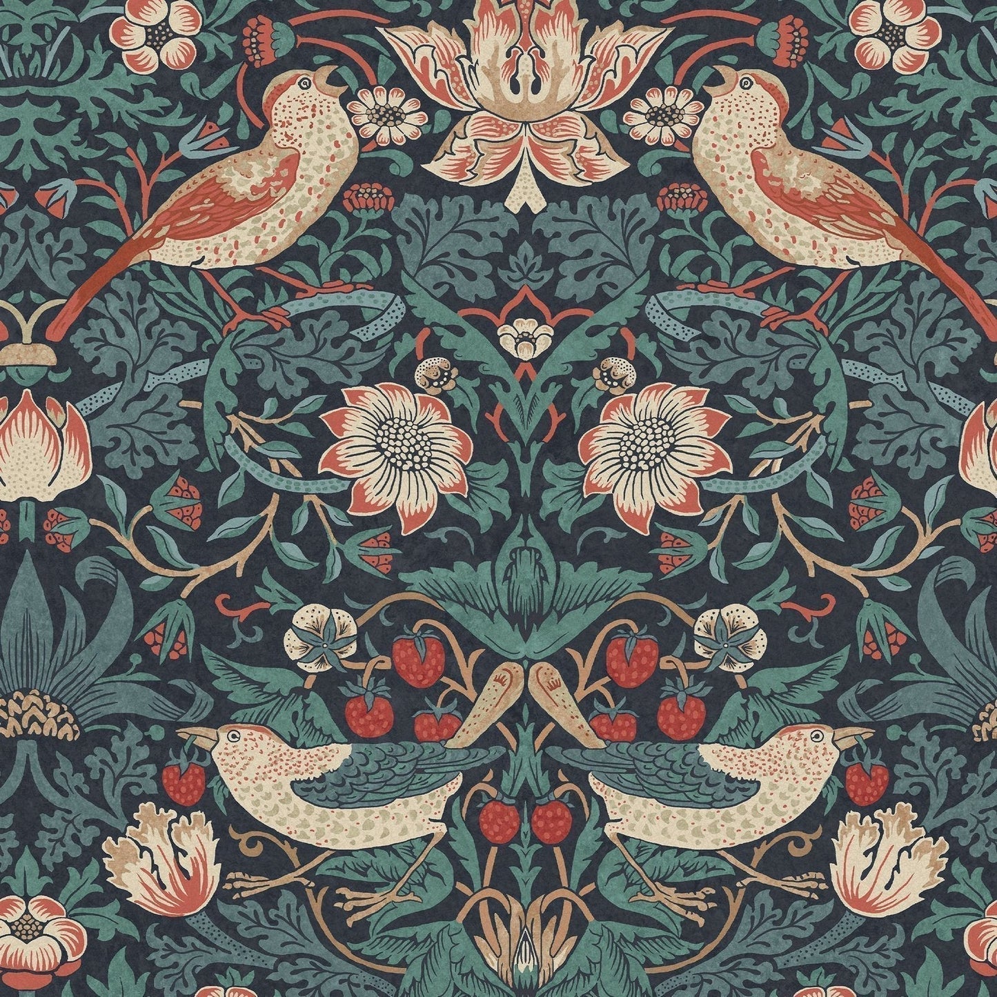 Strawberry Thief Wallpaper - Deep Blue - 124231 - William Morris AH - Premier Wallcovering