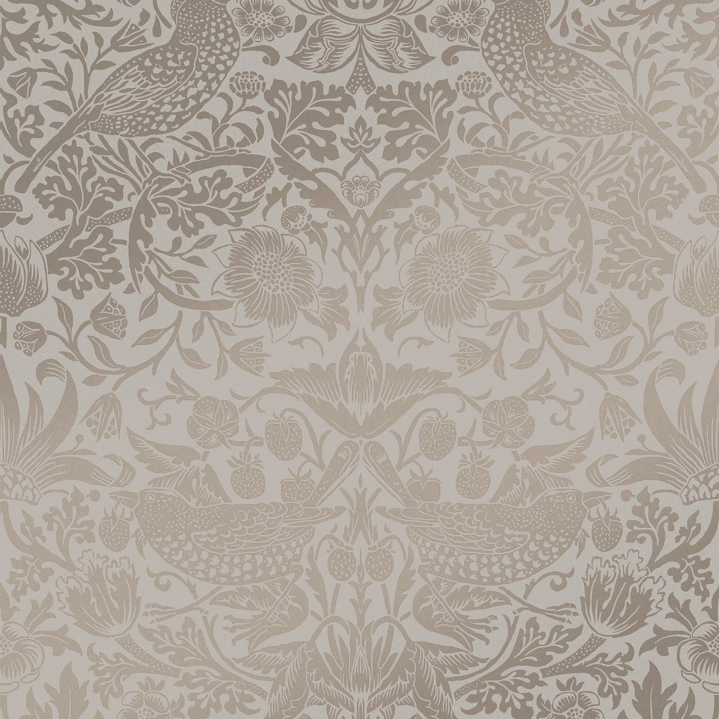 Strawberry Thief Fibrous Wallpaper - Neutral - 124238 - William Morris AH - Premier Wallcovering