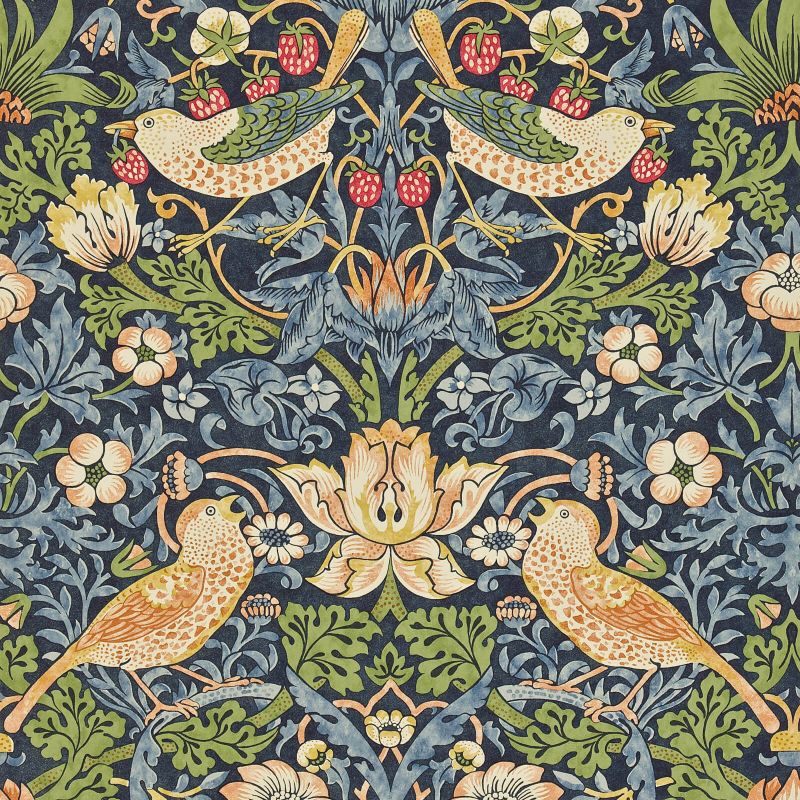 Strawberry Thief Wallpaper - Indigo/Mineral - Morris & Co - 216804