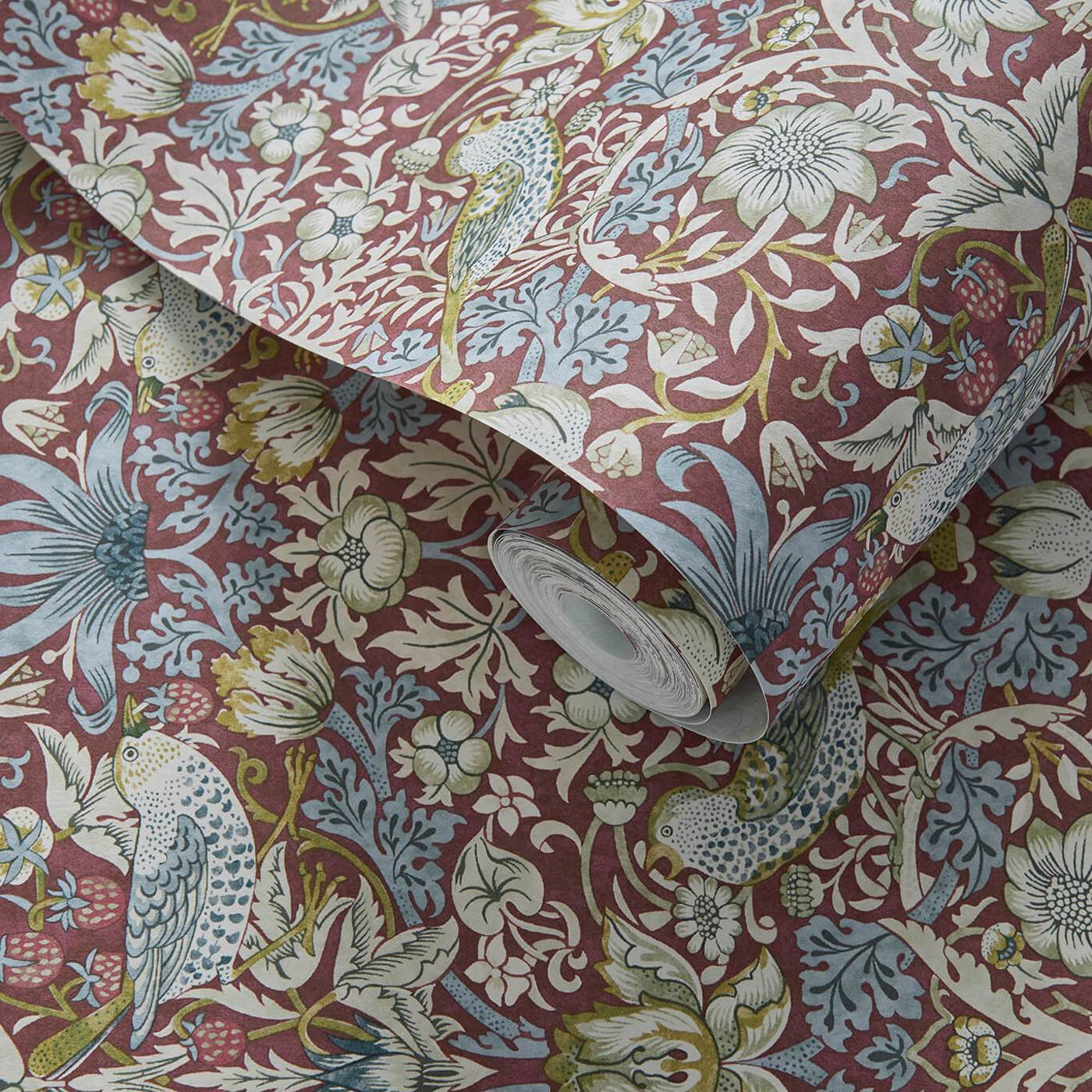 Strawberry Thief Wallpaper - Plum - Clarke & Clarke - W0171/04 - Morris Wallpaper