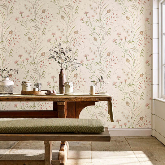 Summer Harvest Wallpaper - Silver/Chalk - Sanderson - DEBB216498 - Morris Wallpaper