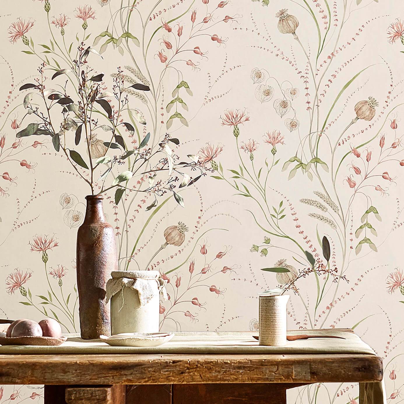 Summer Harvest Wallpaper - Silver/Chalk - Sanderson - DEBB216498 - Morris Wallpaper