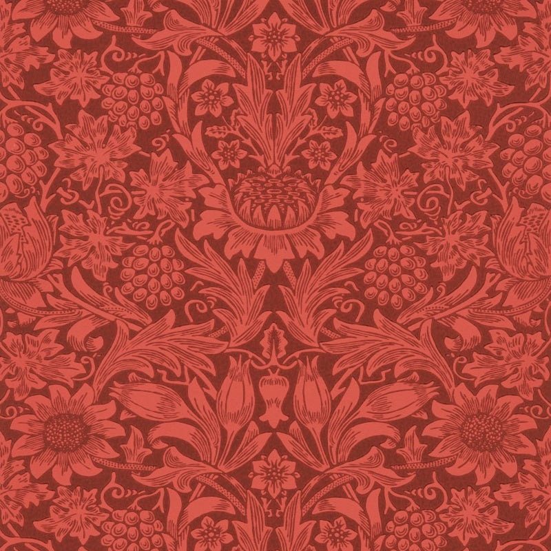 Sunflower Wallpaper - Chocolate/Red - Morris & Co - 216960