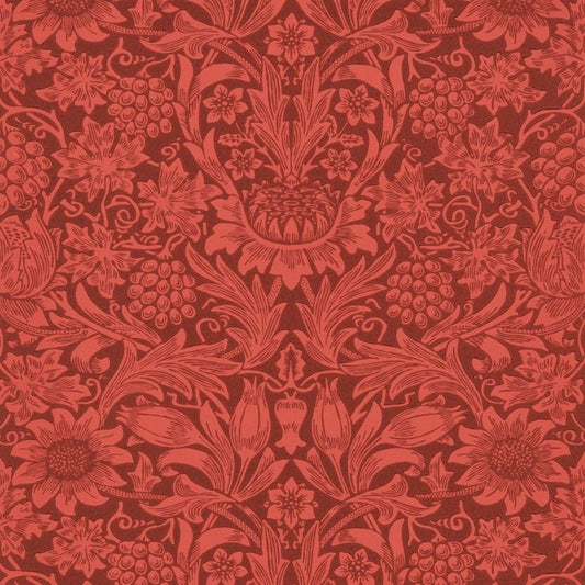 Sunflower Wallpaper - Chocolate/Red - Morris & Co - 216960