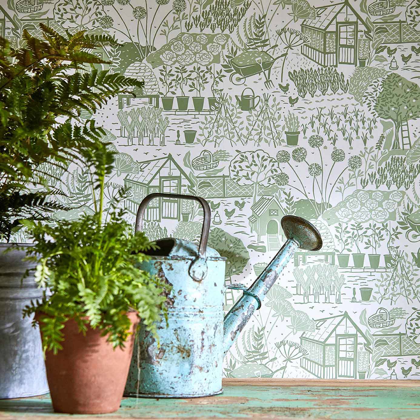 The Allotment Wallpaper - Fennel - Sanderson - DHPO216351 - Morris Wallpaper