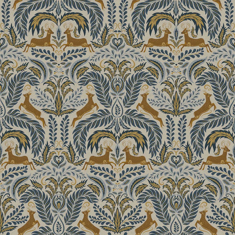 The Endearing Deer Wallpaper - Winter Blues - LAN100126 - Lucie Annabel - Premier Wallcovering