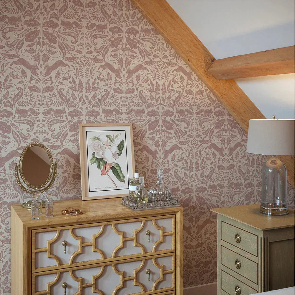 The Secret Squirrel Wallpaper - Rosewood - LAN100130 - Lucie Annabel - Premier Wallcovering