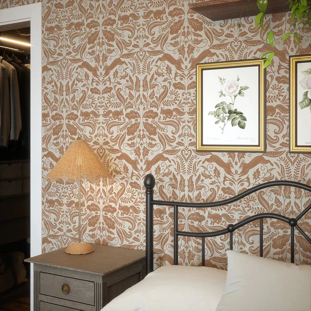 The Secret Squirrel Wallpaper - Spice - LAN100135 - Lucie Annabel - Premier Wallcovering