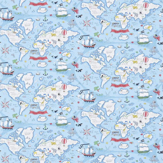 Treasure Map Wallpaper - Sea Blue - DLIT214038