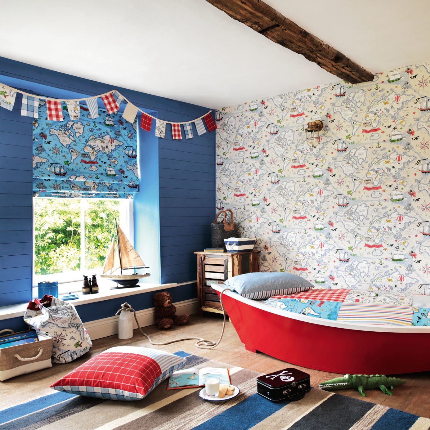 Treasure Map Wallpaper - Sea Blue - Sanderson - DLIT214038 - Morris Wallpaper