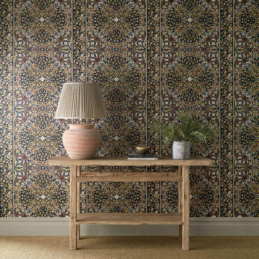 Walthamstow Wallpaper - Indigo/Gold - Morris & Co - 217601