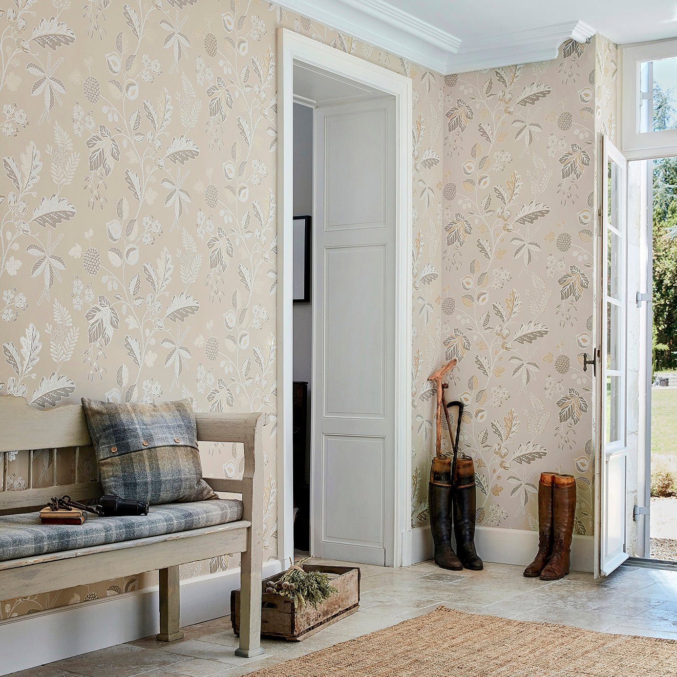 Warwick Wallpaper - Blue Grey - Sanderson - DYSI216617 - Morris Wallpaper
