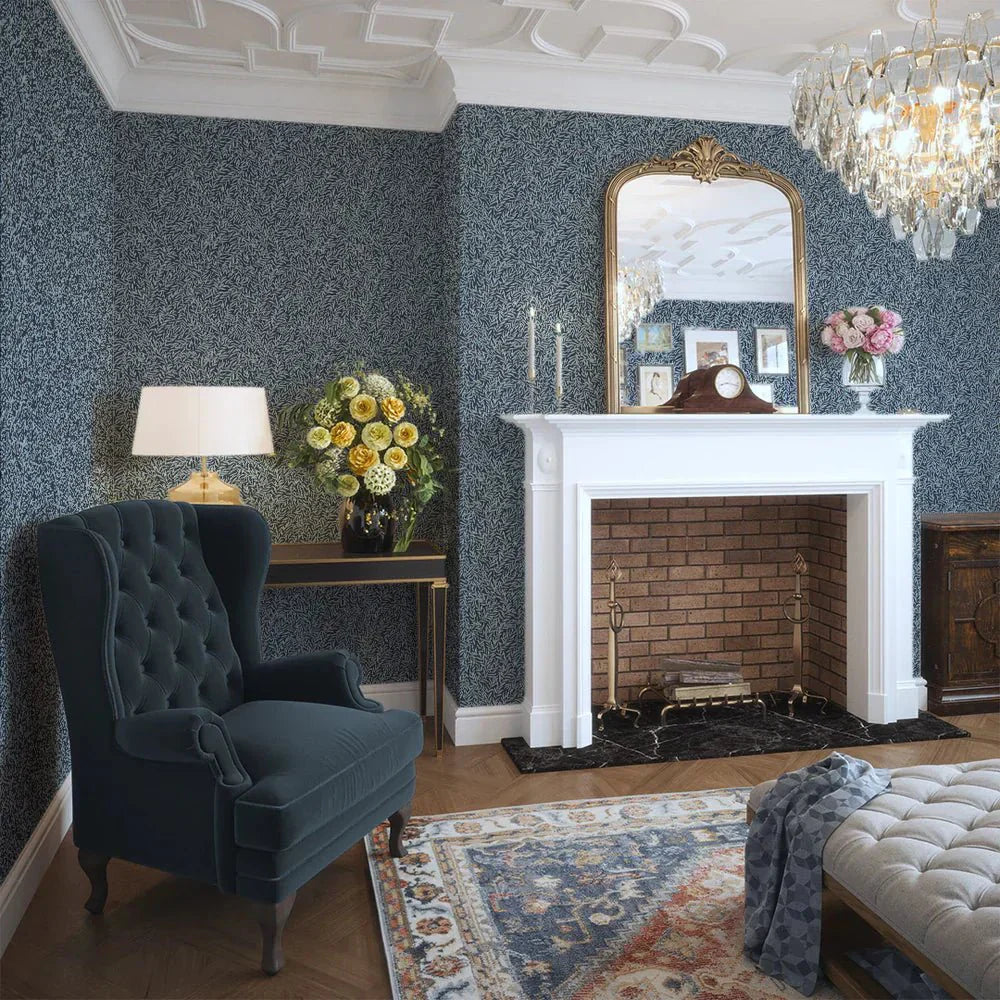 Whimsical Willow Wallpaper - Egyptian Blue and Sky Blue - LAN100026 - Lucie Annabel - Premier Wallcovering