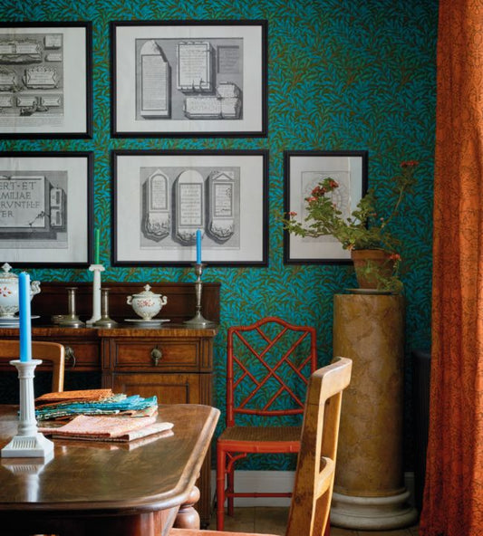 Willow Boughs Wallpaper - Olive/Turquoise - 216952 - Morris & Co