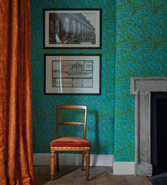 Willow Boughs Wallpaper - Tomato/Olive - 216951 - Morris & Co