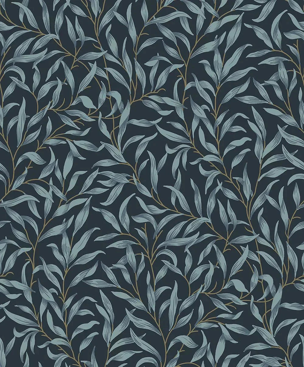 Willow Trail Wallpaper - Aegean Blue - NextWall - NW54702 - Morris Wallpaper