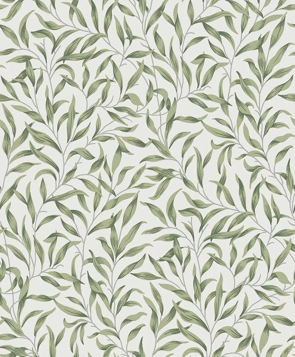 Willow Trail Wallpaper - Sprig Green - NextWall - NW54704 - Morris Wallpaper