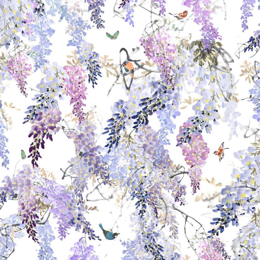 Wisteria Fall Panel A Wallpaper - Lilac - DWAP216296