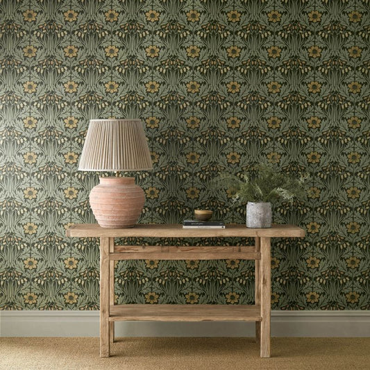 Woodbell & Anemone Wallpaper - Bayleaf/Manilla - Morris & Co - 217575