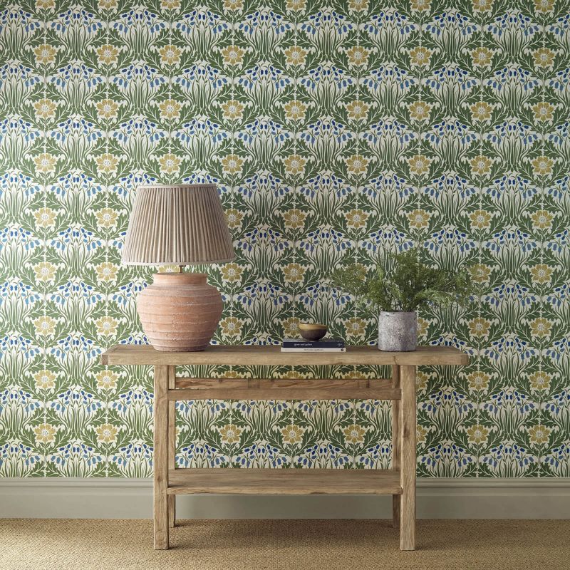 Woodbell & Anemone Wallpaper - Woad/Nettle - Morris & Co - 217572