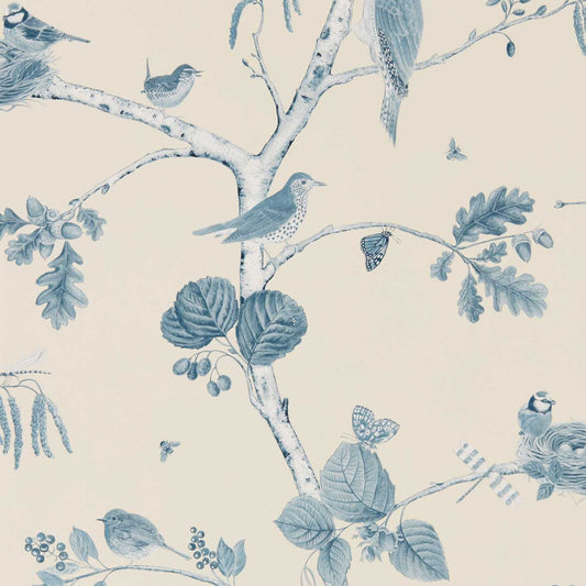 Woodland Chorus Wallpaper - Indigo/Ecru - DWOW215705