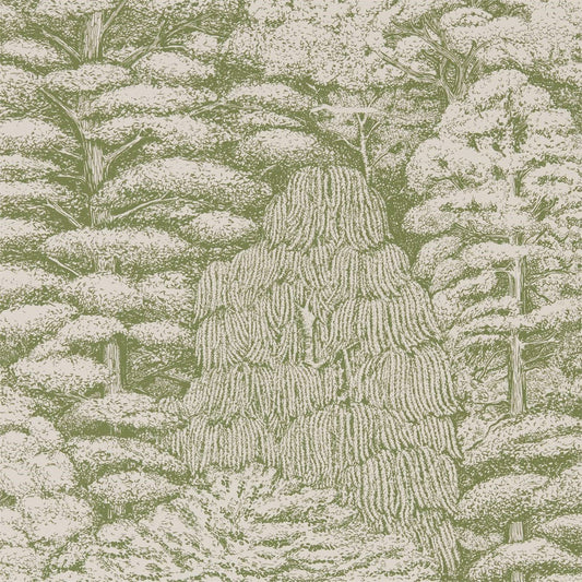 Woodland Toile Wallpaper - Cream/Green - DWOW215720